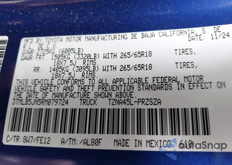 2024 Toyota Tacoma Trd Sport 4Wd from USA, damaged, VIN 3TMLB5JN5RM079724